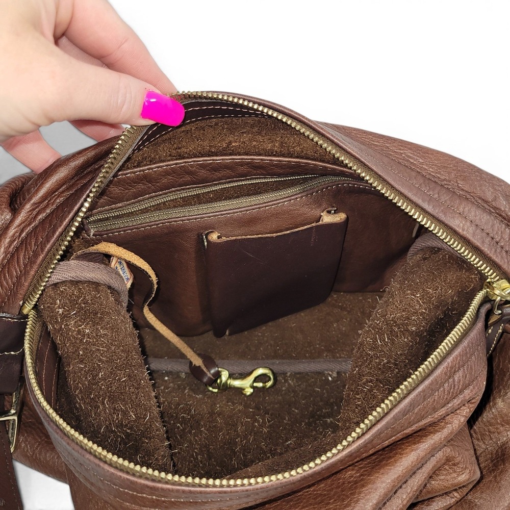Vintage Dooney & Bourke Hobo Sac Bag Medium Brown Leather Shoulder Slouchy USA - Picture 8 of 14